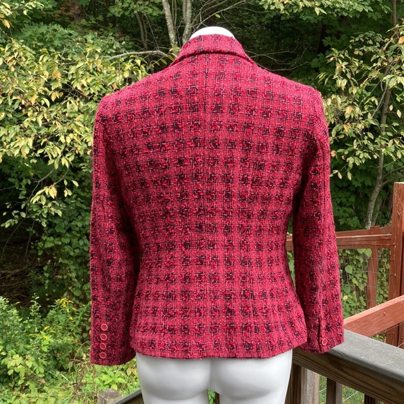 Pink and black bouclé lined one button jacket size 8P - Picture 6 of 8